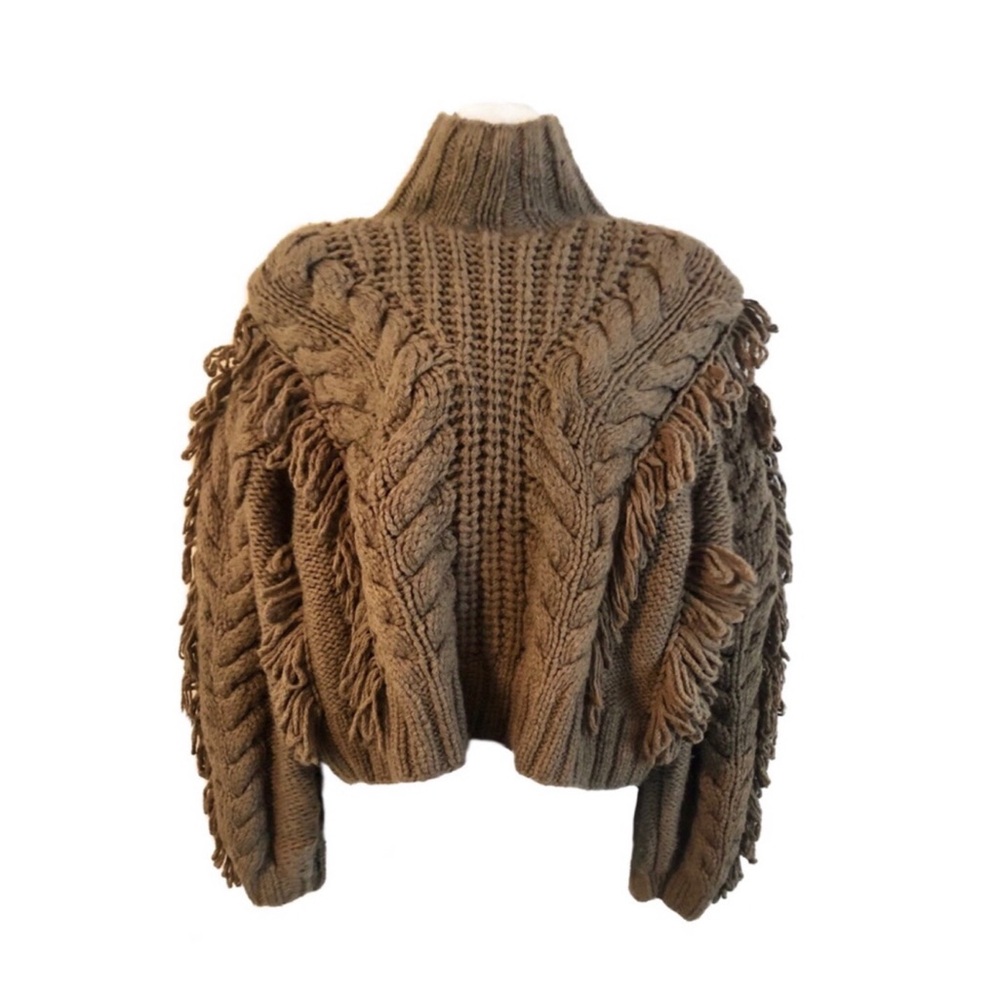 Ulla Johnson Amore Chunky Cableknit Sweater Brown